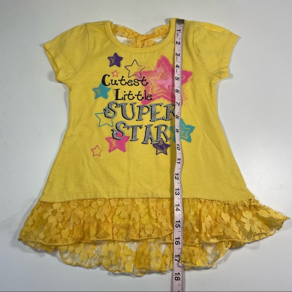 NWOT yellow tunic top with hi-low lace peplum and back neck detail Size 3T - Picture 7 of 8